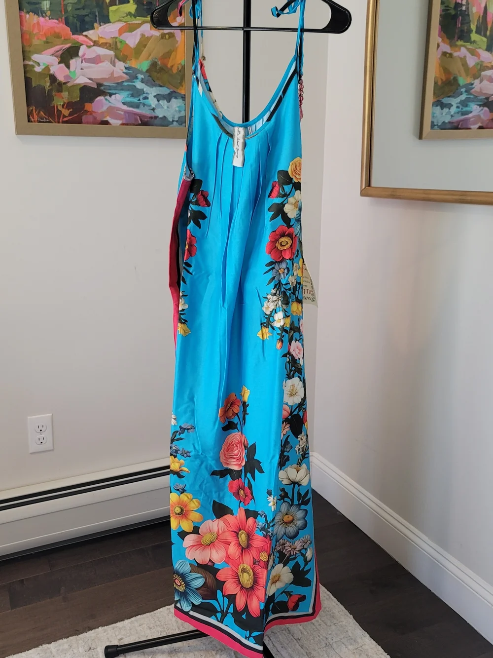 NWT ARATTA Floral Garden Maxi Dress Viscose Blue Floral Boho Size XL - Picture 3 of 16